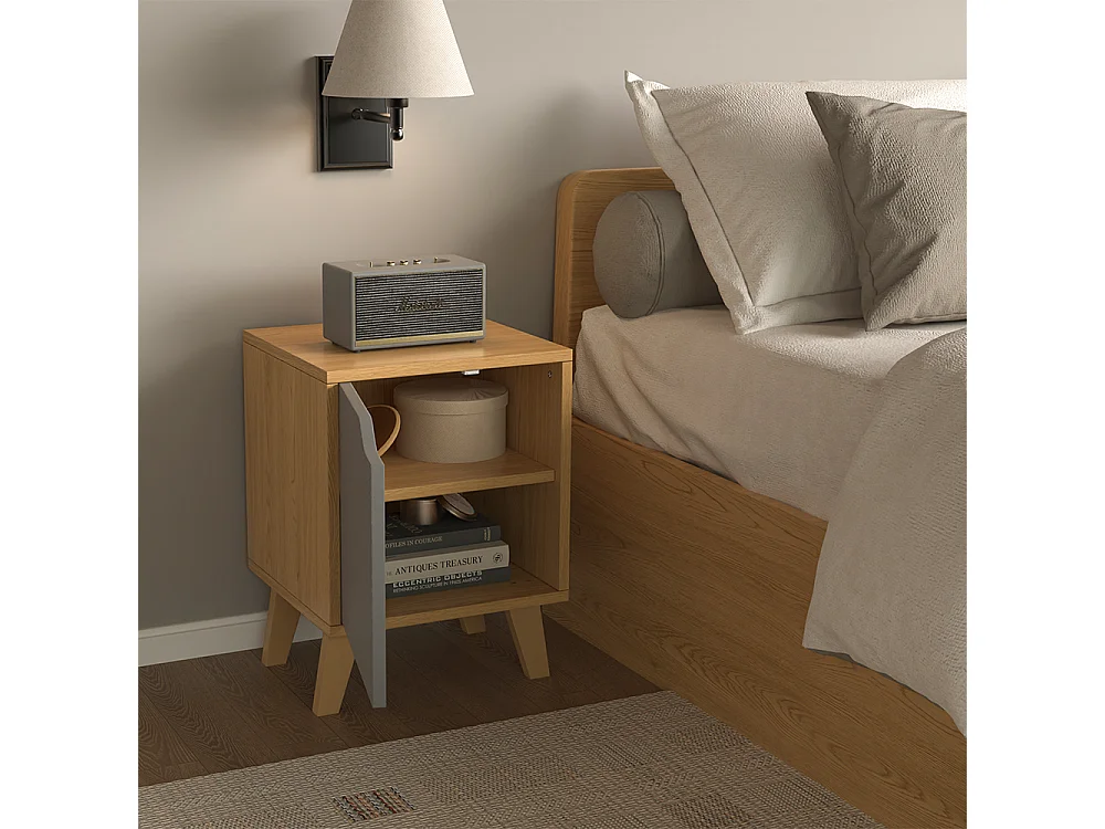 Table de nuit chêne/anthracite 34.5x32x47 malu