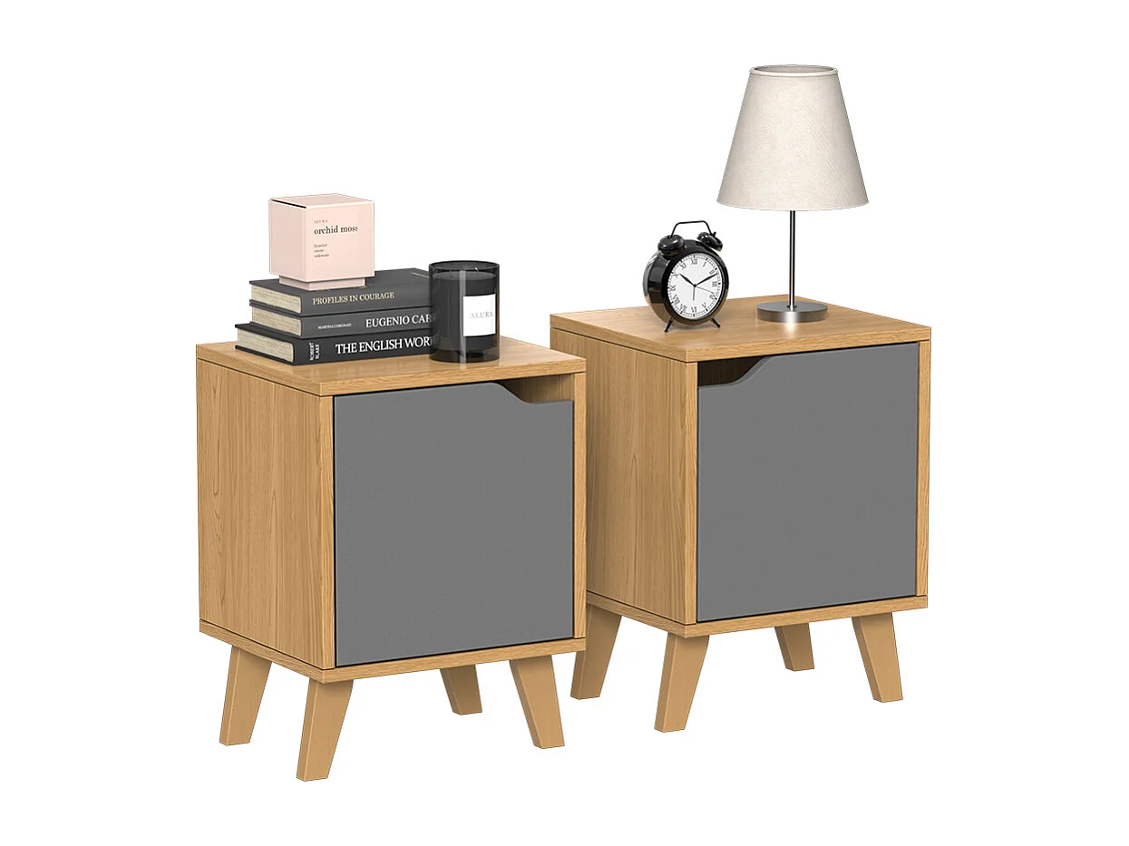 Table de nuit chêne/anthracite 34.5x32x47 malu