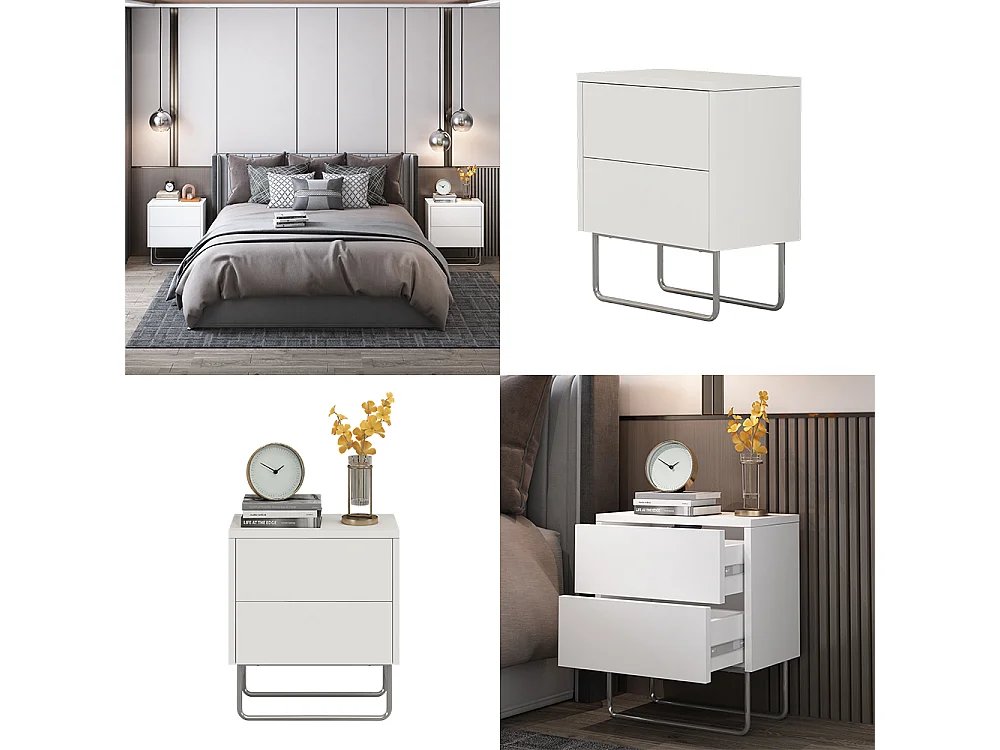 Table de chevet blanc 45x25x50 calvin