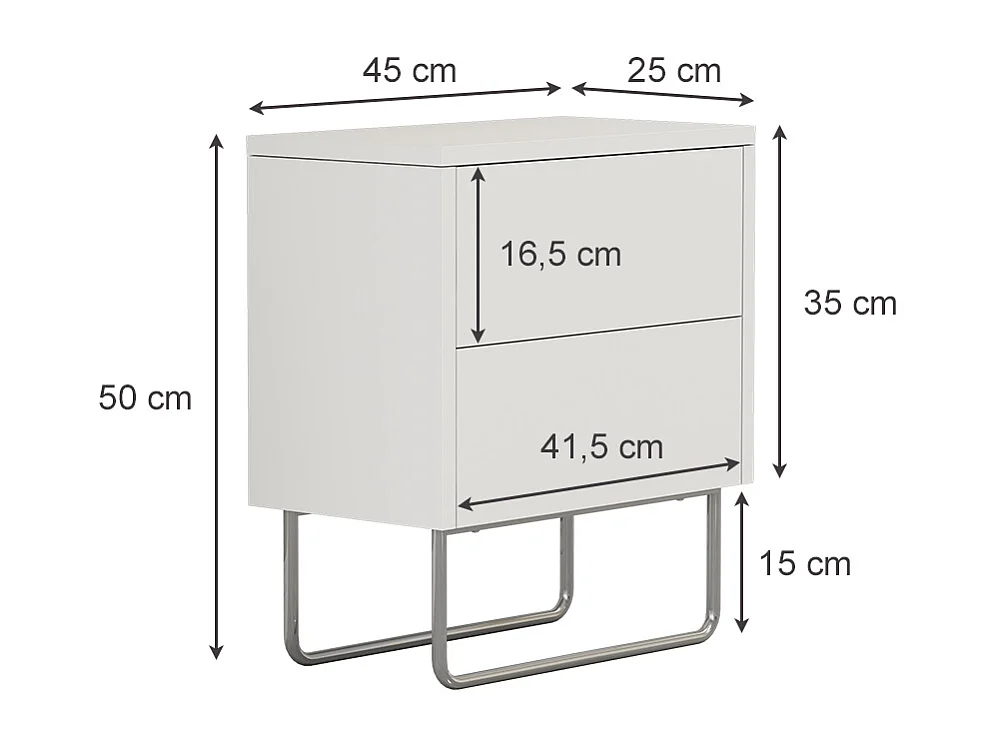 Nachttisch weiß 45x25x50 calvin