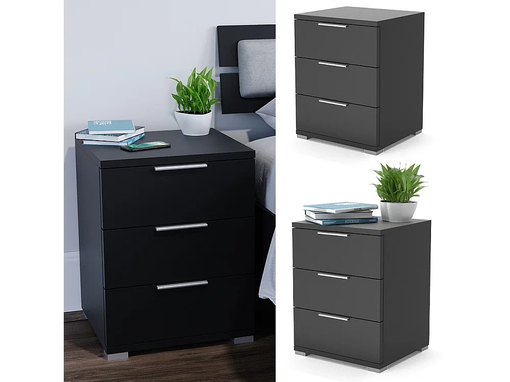 Nachttisch schwarz 46.2x42x60.5 florenz