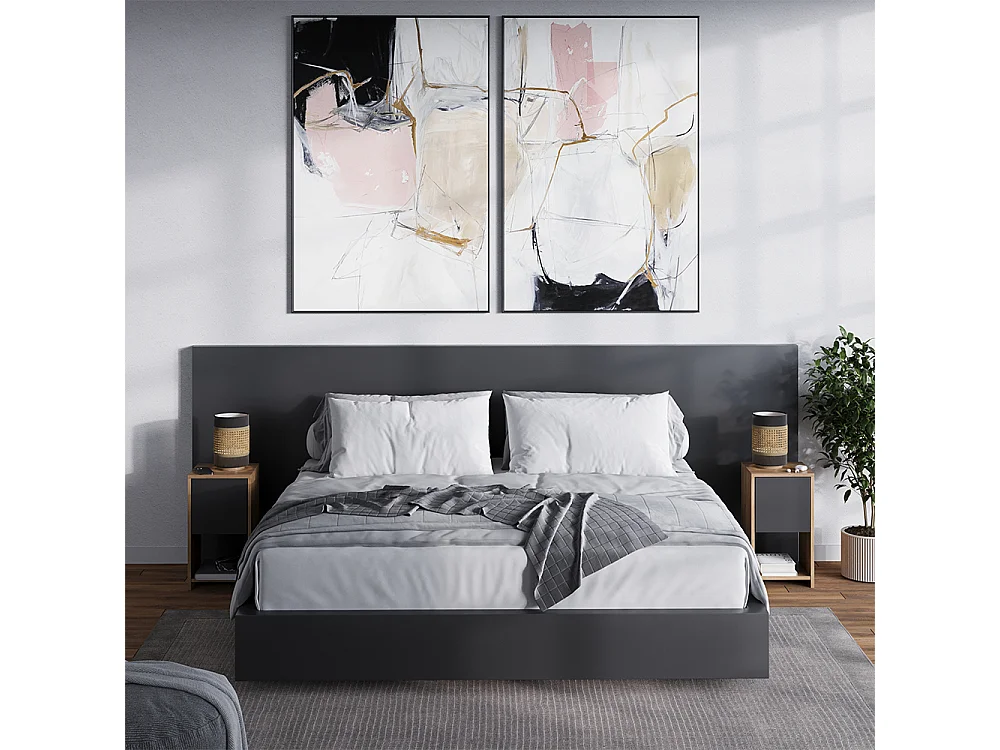 Mesilla de noche oro power roble/antracita 30x30x55 evo