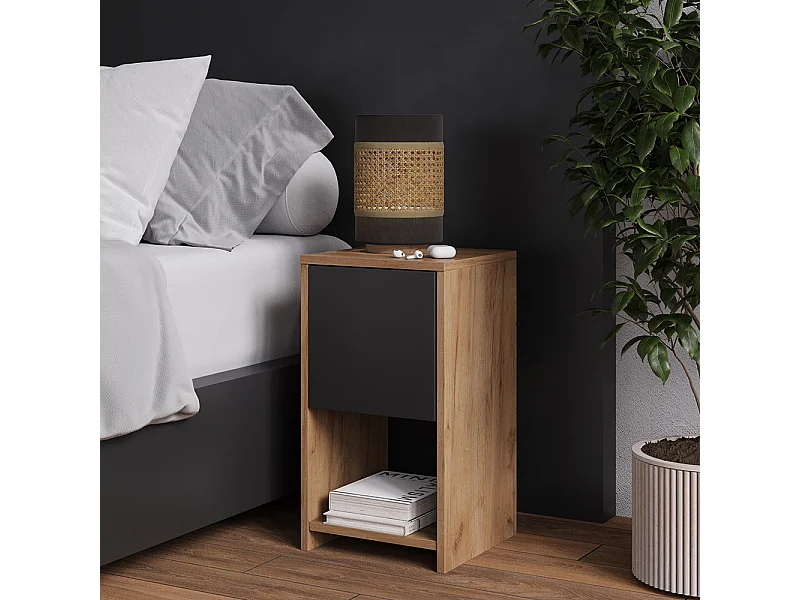 Table de nuit chêne doré/anthracite 30x30x55 evo