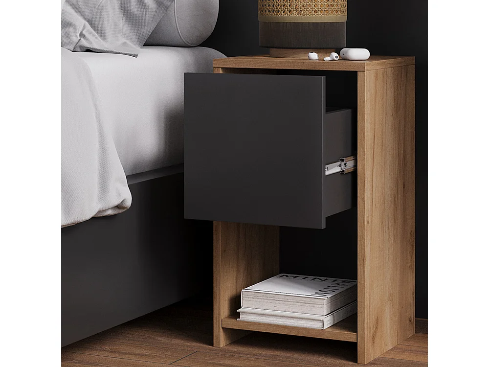 Mesilla de noche oro power roble/antracita 30x30x55 evo