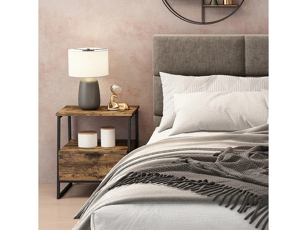 Nachttisch eiche rustikal/schwarz 45x40x50 lunor