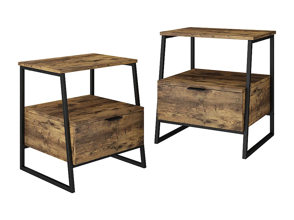 Nachttisch eiche rustikal/schwarz 45x40x50 lunor