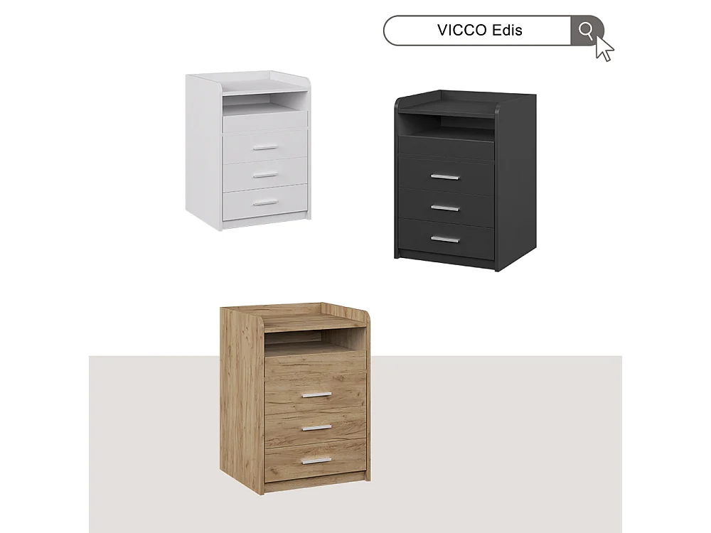 Mesilla de noche antracita 45x40x64 edis