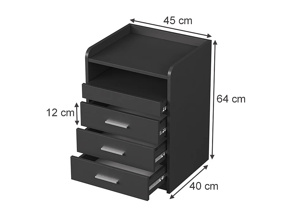 Table de nuit anthracite 45x40x64 edis