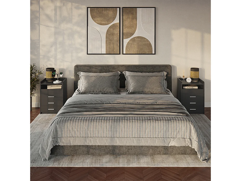 Table de nuit anthracite 45x40x64 edis