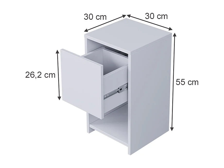 Table de nuit blanc 30x30x55 evo