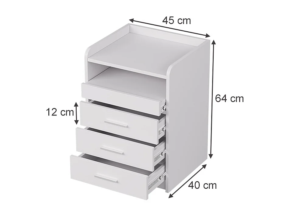Table de nuit blanc 45x40x64 edis