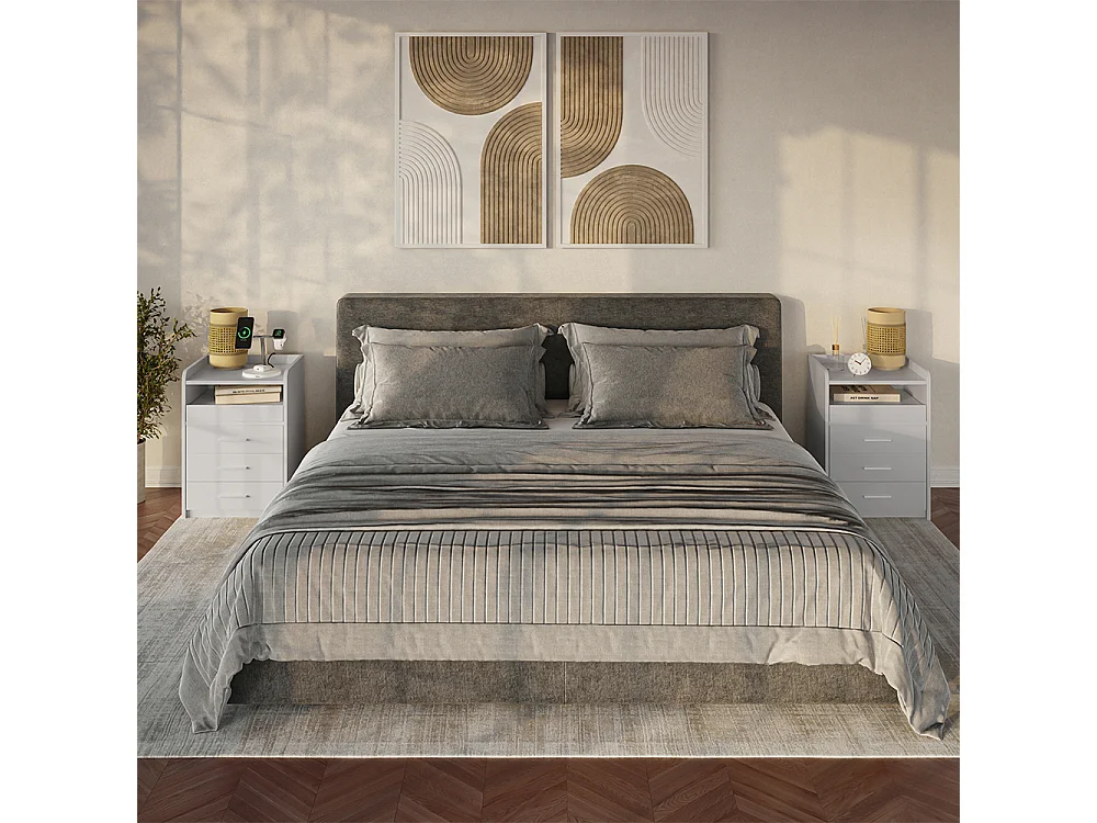 Table de nuit blanc 45x40x64 edis