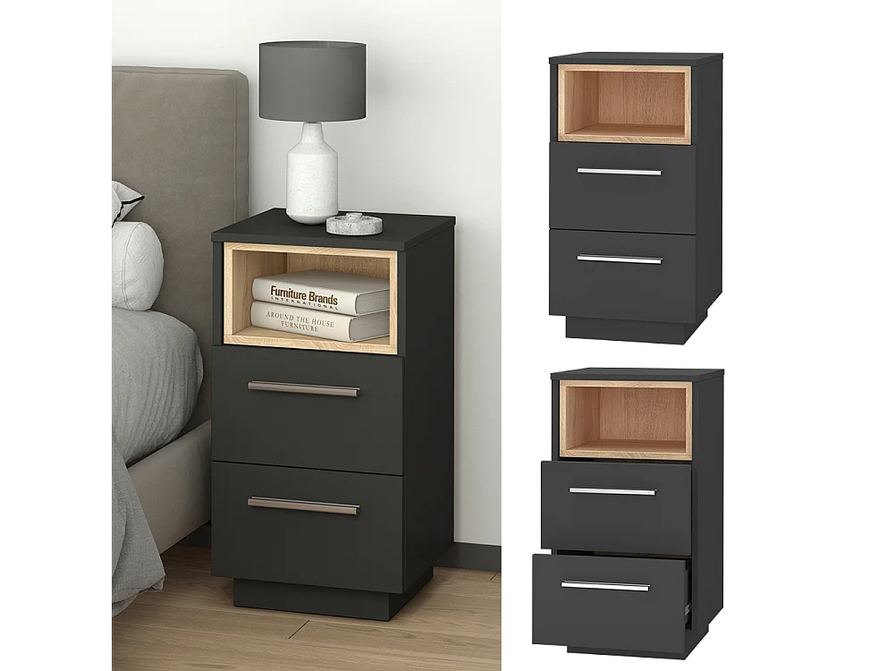 Comodini camera da letto antracite 36x36x68 beatrice