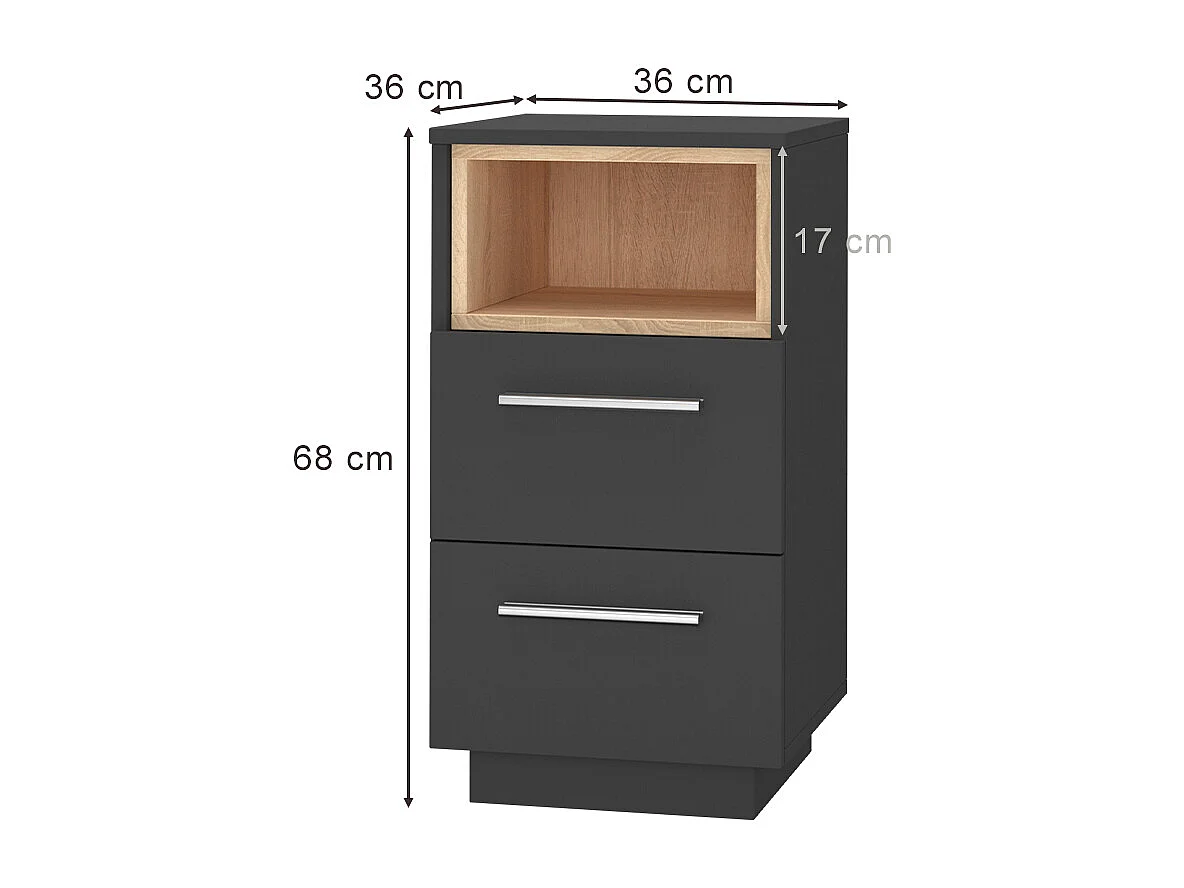 Comodini camera da letto antracite 36x36x68 beatrice