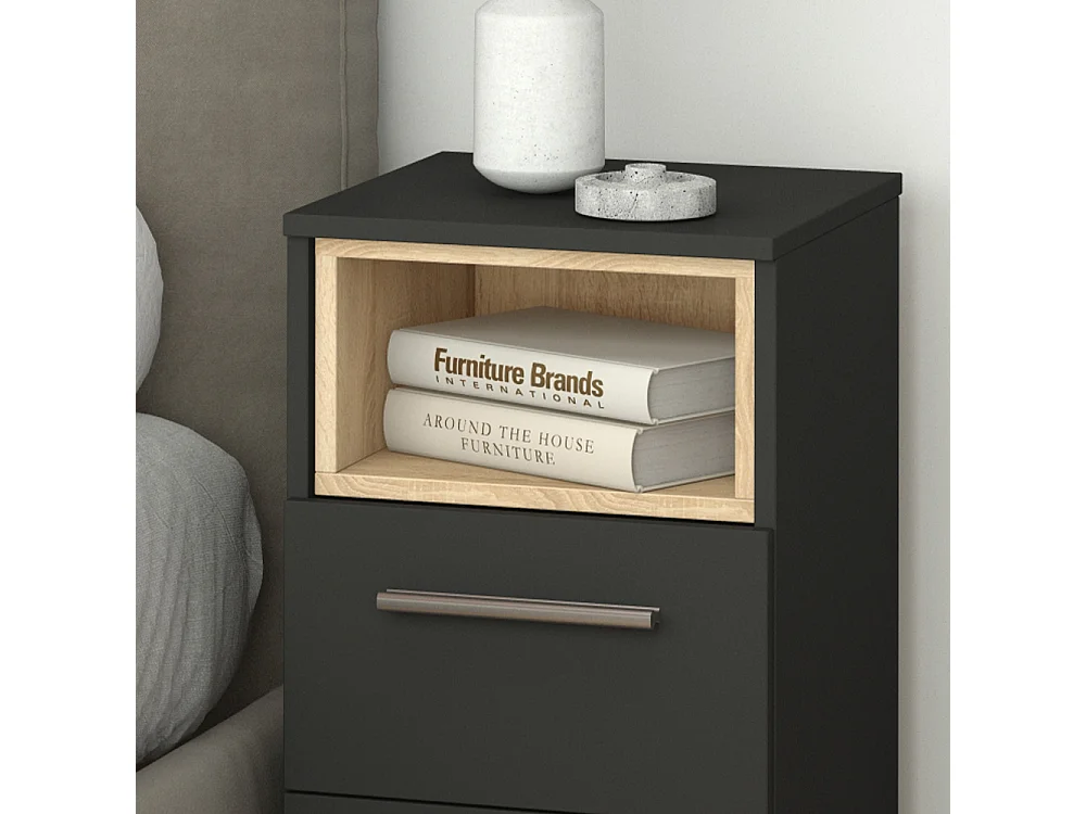 Comodini camera da letto antracite 36x36x68 beatrice