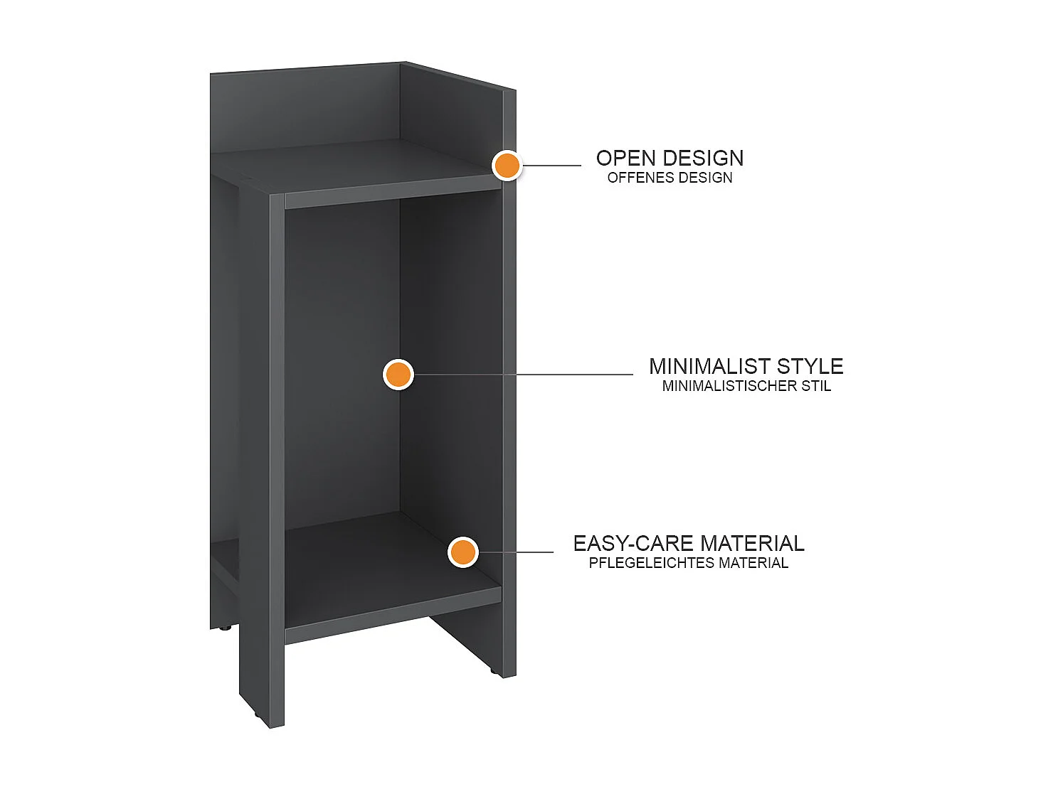 Table de nuit anthracite 27x25x60 lenar