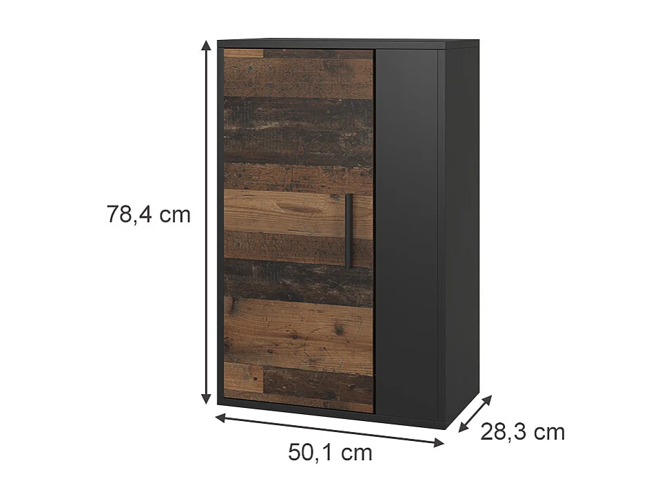 Armoire suspendue noir/ancien style 50.1x28.3x78.4 berno