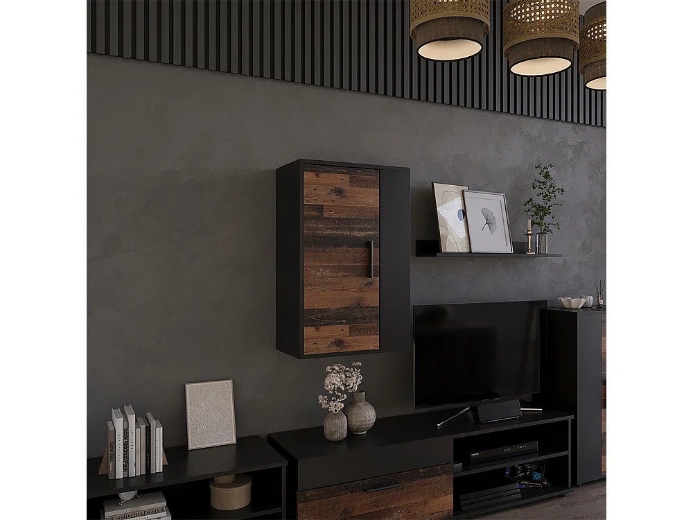 Armoire suspendue noir/ancien style 50.1x28.3x78.4 berno