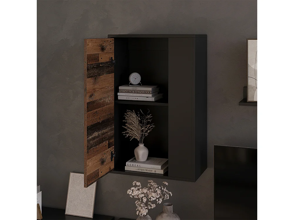 Armoire suspendue noir/ancien style 50.1x28.3x78.4 berno