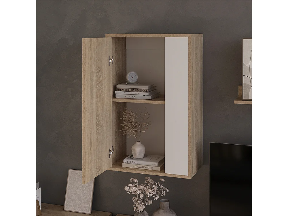 Armoire suspendue sonoma/blanc 50.1x28.3x78.4 berno