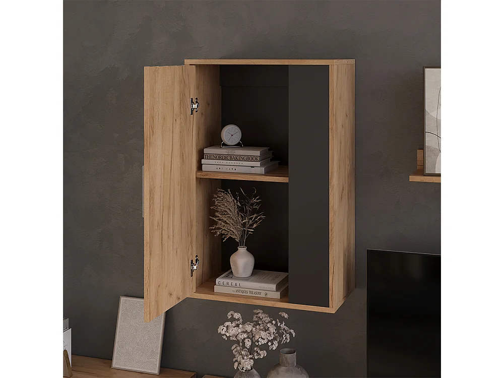 Armoire suspendue chêne doré/anthracite 50.1x28.3x78.4 berno
