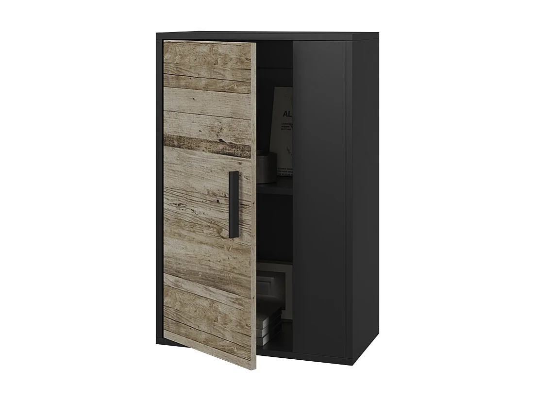 Armoire suspendue noir/chêne sable 50.1x28.3x78.4 berno