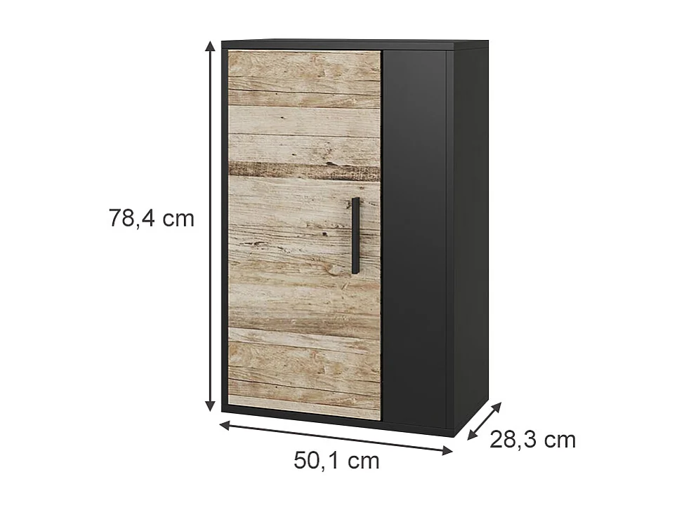 Armoire suspendue noir/chêne sable 50.1x28.3x78.4 berno
