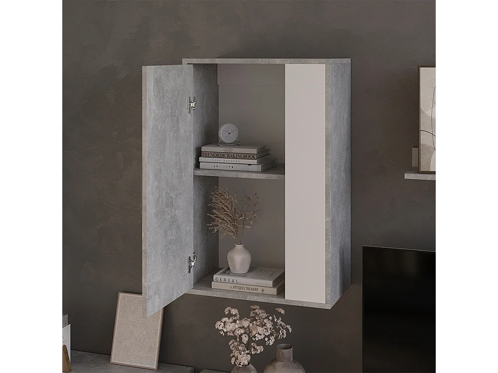 Armoire suspendue béton/blanc 50.1x28.3x78.4 berno