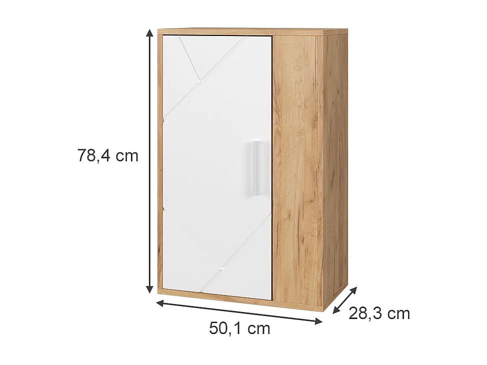 Armoire suspendue chêne doré/blanc 50.1x28.3x78.4 berno