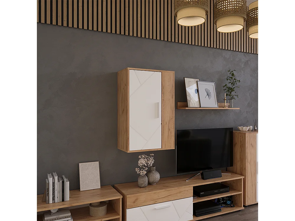 Armoire suspendue chêne doré/blanc 50.1x28.3x78.4 berno