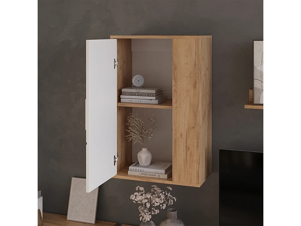 Armoire suspendue chêne doré/blanc 50.1x28.3x78.4 berno