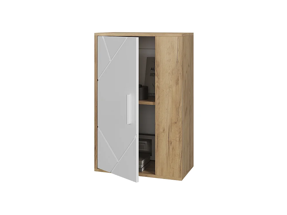 Armoire suspendue chêne doré/blanc 50.1x28.3x78.4 berno