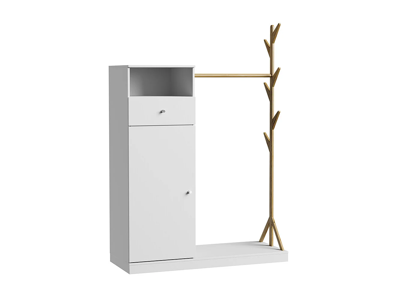 Armoire vestiaire blanc/bambou 100x40x145 liria