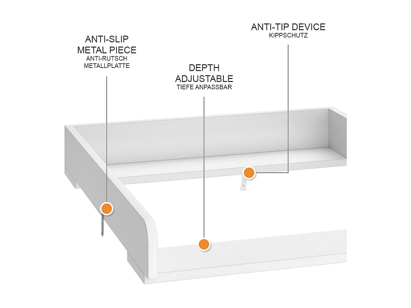 Mueble cambiador blanco 60x76x10 wicko