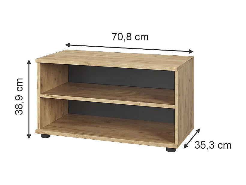 Armoire de salon chêne doré/anthracite 70.8x35.3x38.9 berno