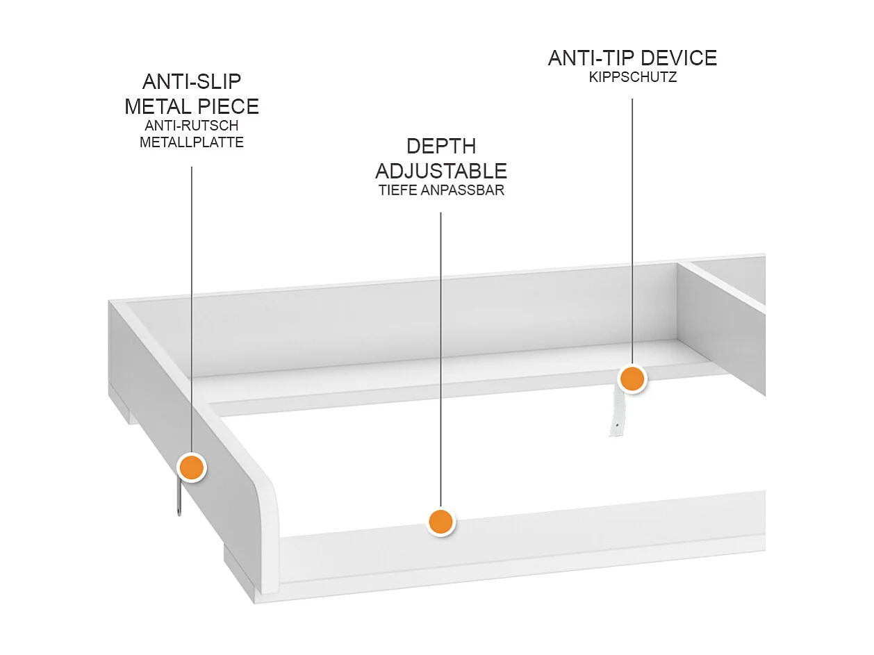 Matelas à langer blanc 80x76x10 wicko