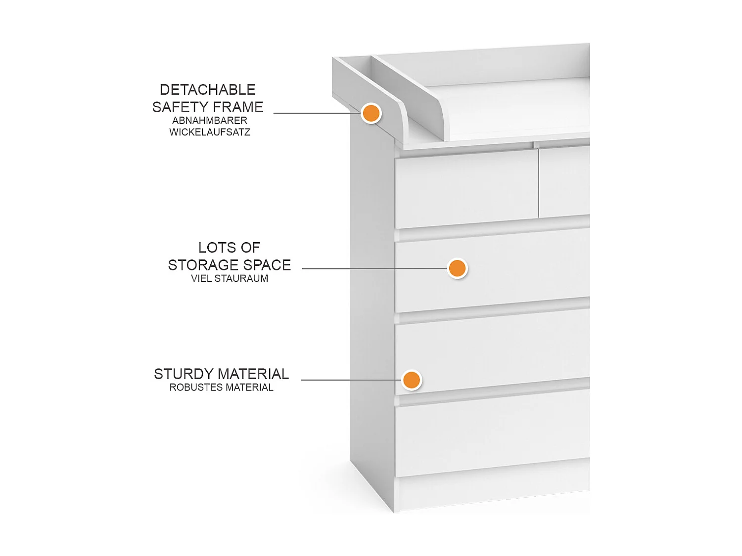 Commode à langer blanc 80x76x110.2 emma