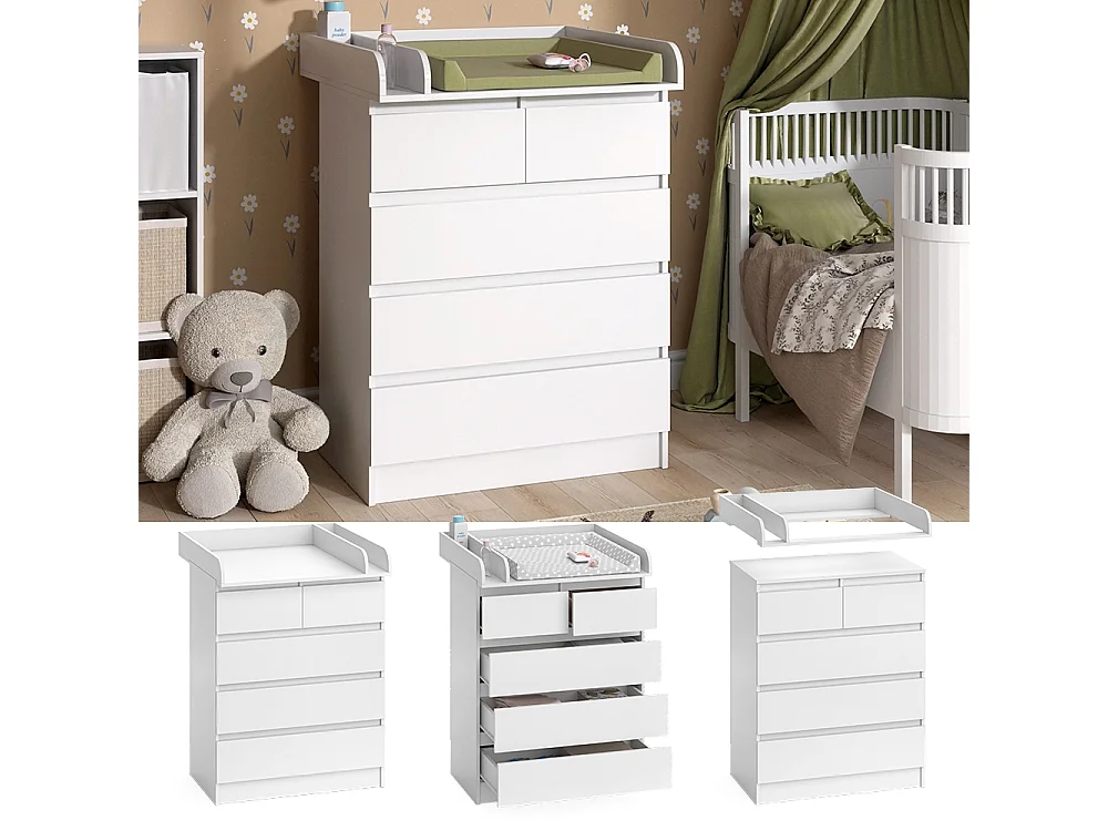 Commode à langer blanc 80x76x110.2 emma