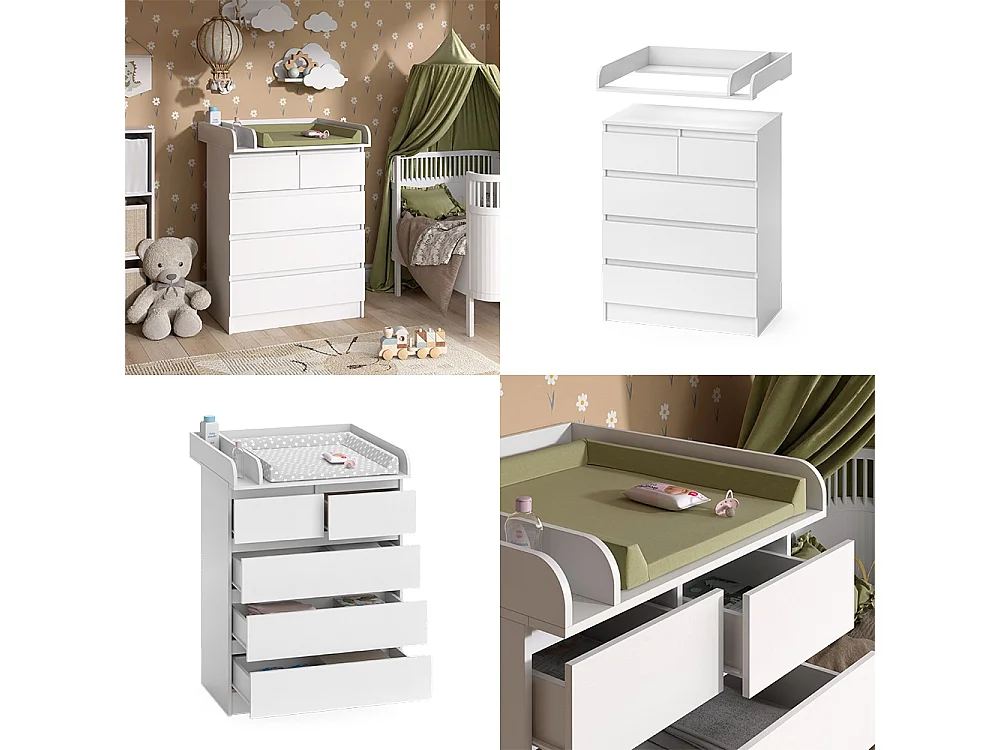 Commode à langer blanc 80x76x110.2 emma