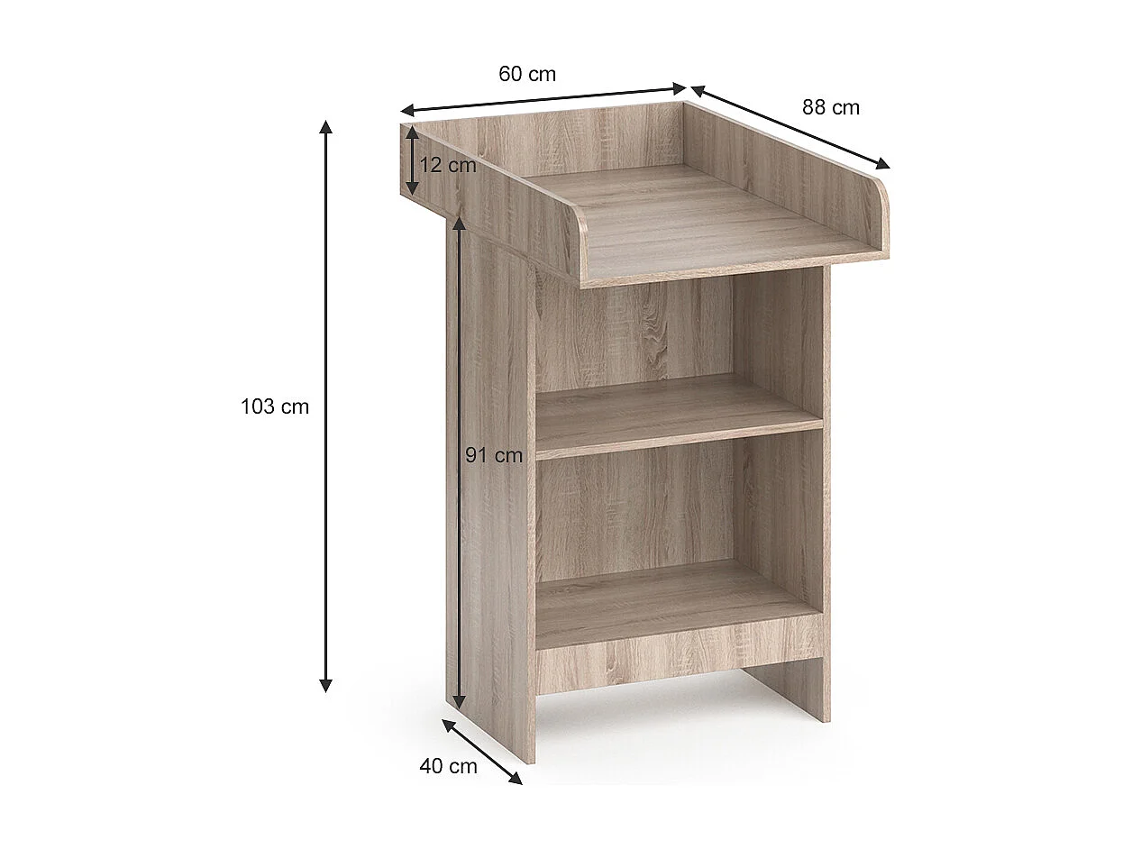 Commode à langer sonoma 60x88x103 leo