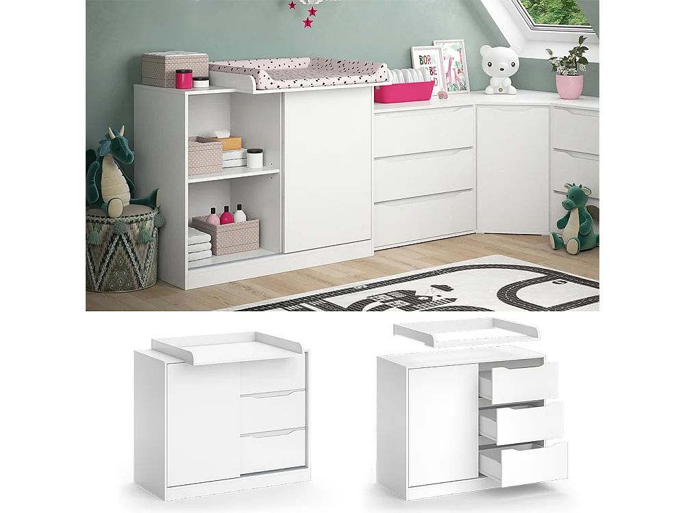 Commode à langer blanc 113x53x93 ruben