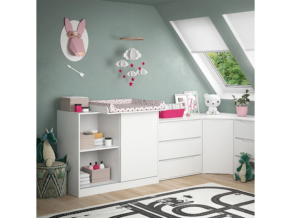 Commode à langer blanc 113x53x93 ruben