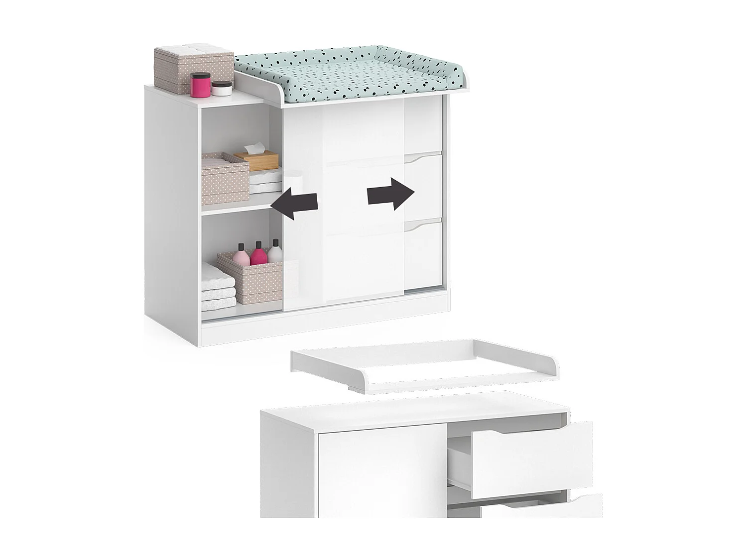 Commode à langer blanc 113x53x93 ruben