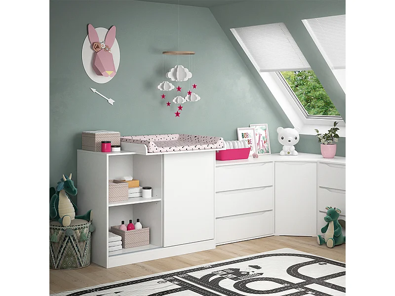 Commode à langer blanc 113x53x93 ruben