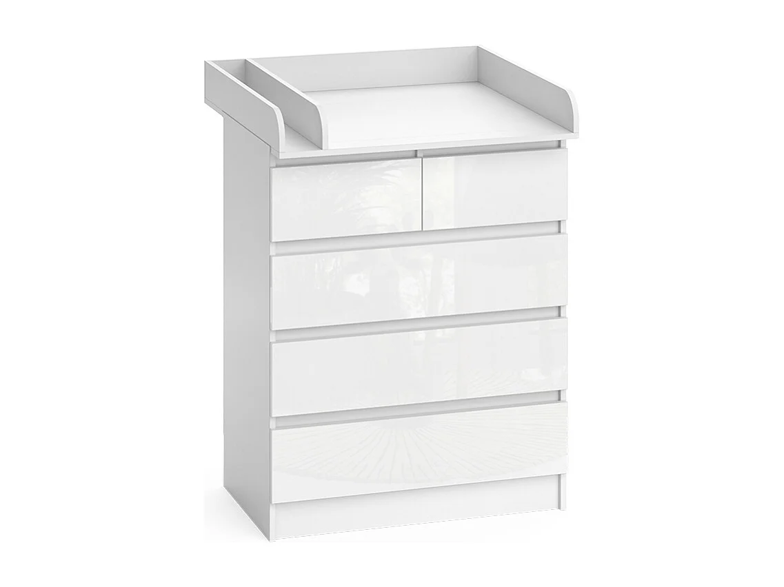 Commode à langer blanc/blanc brillant 80x76x110.2 emma