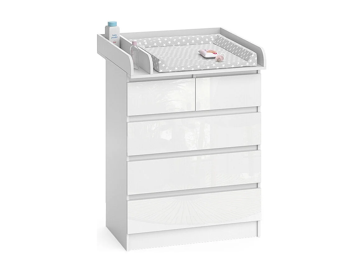 Commode à langer blanc/blanc brillant 80x76x110.2 emma