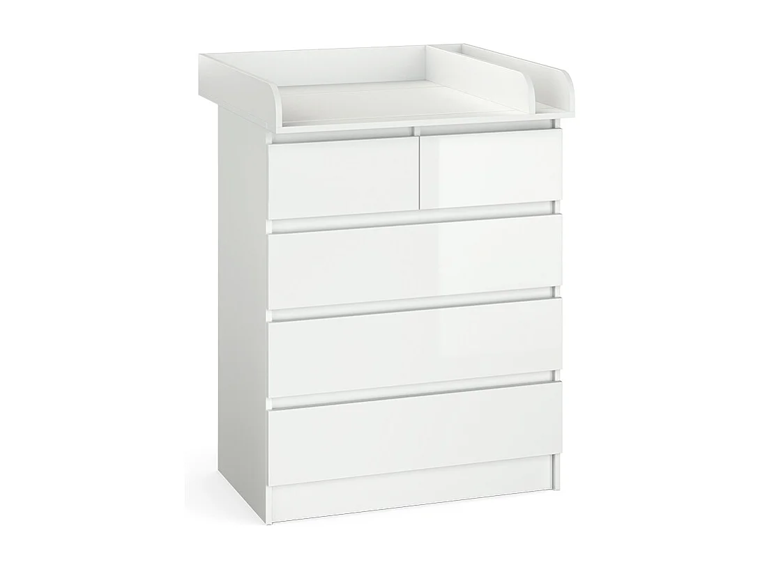 Commode à langer blanc/blanc brillant 80x76x110.2 emma