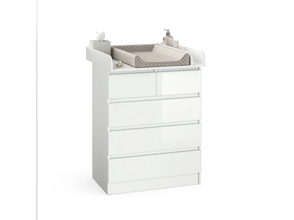 Commode à langer blanc/blanc brillant 80x76x110.2 emma