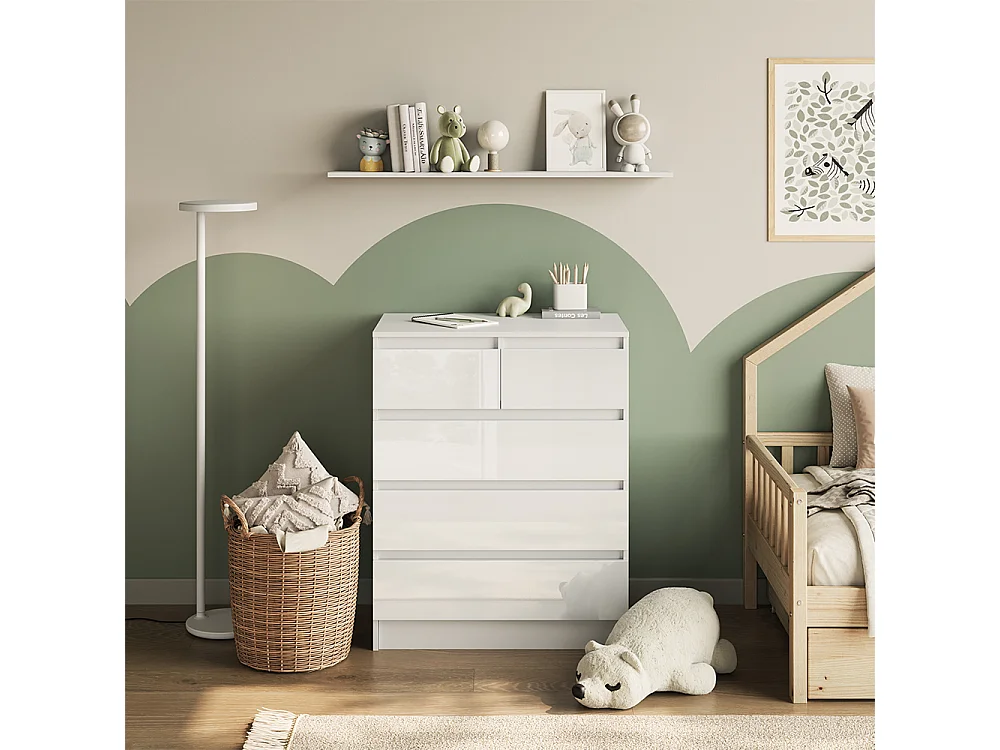 Commode à langer blanc/blanc brillant 80x76x110.2 emma