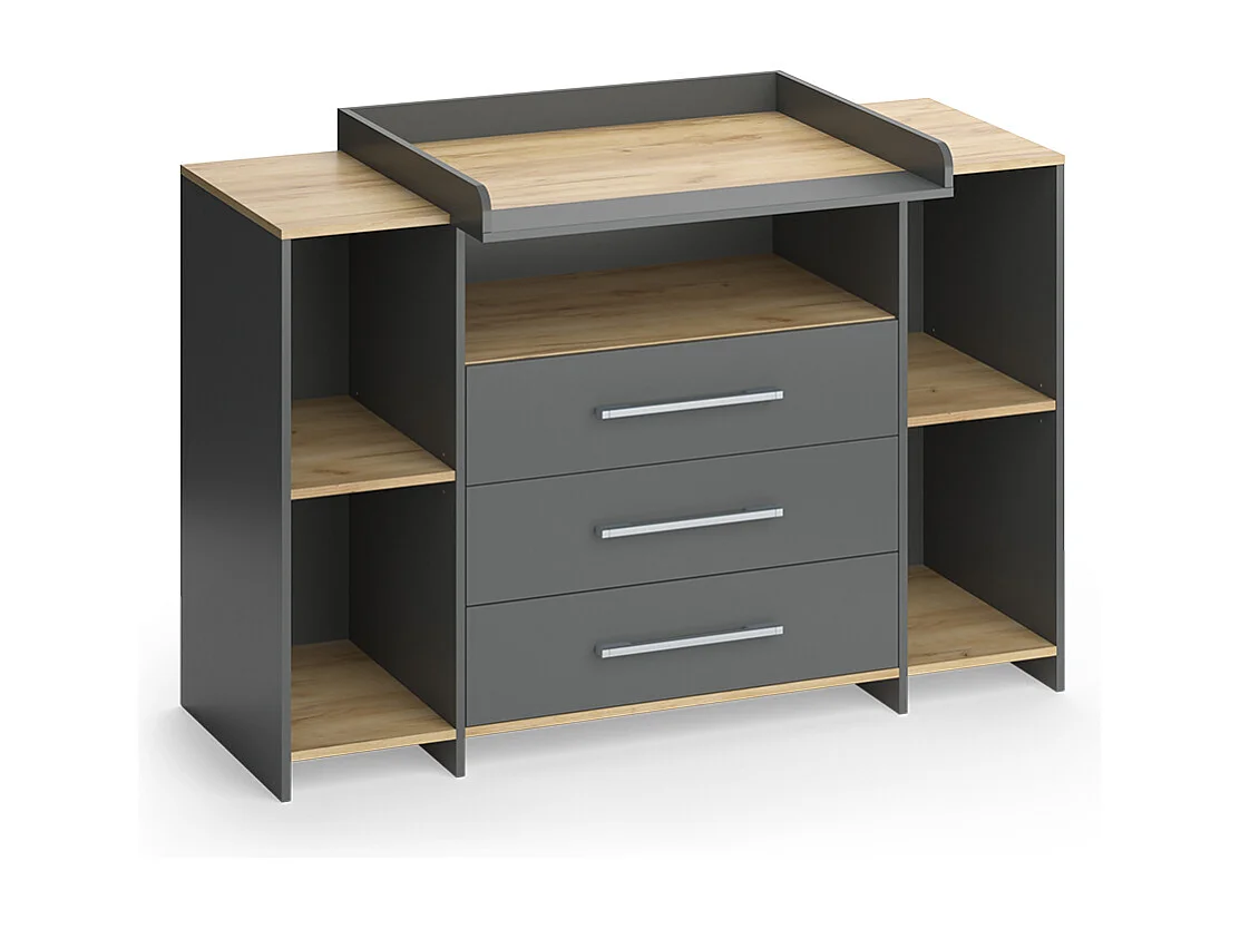 Commode à langer anthracite/chêne doré 143.2x53.1x93 oskar